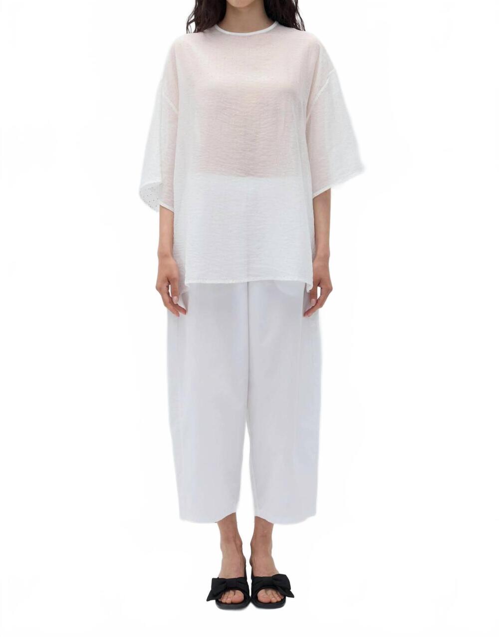 NEW RITA ROW cor crew neck top in white